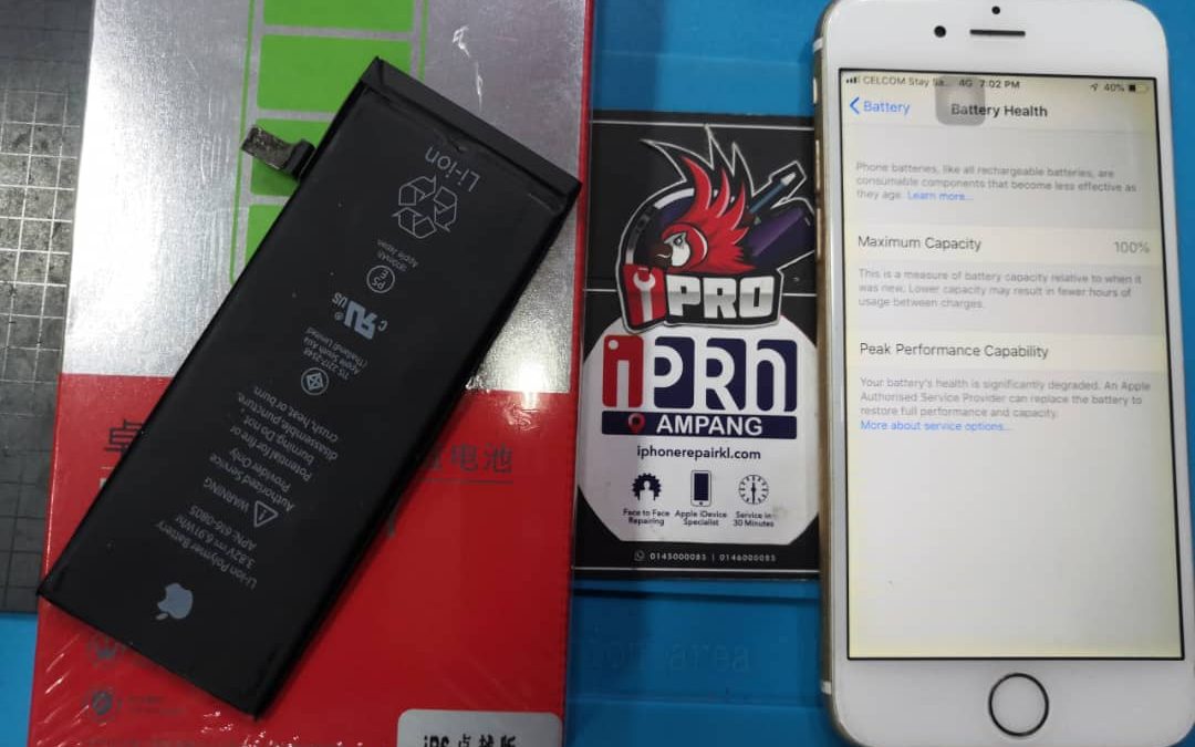 Tukar Bateri iPhone 6 Waranti 12 Bulan Di iPro Ampang